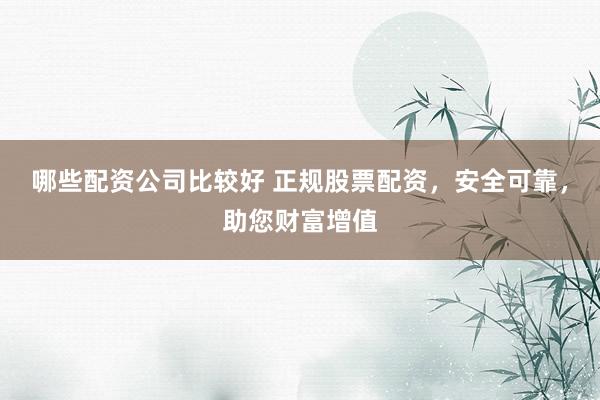 哪些配资公司比较好 正规股票配资，安全可靠，助您财富增值